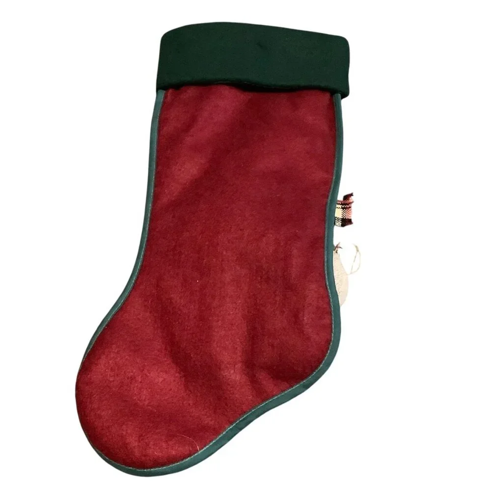 Vtg Beary Christmas Stocking 3D Bear‎ Plush Applique 18” Santas Best Red Green